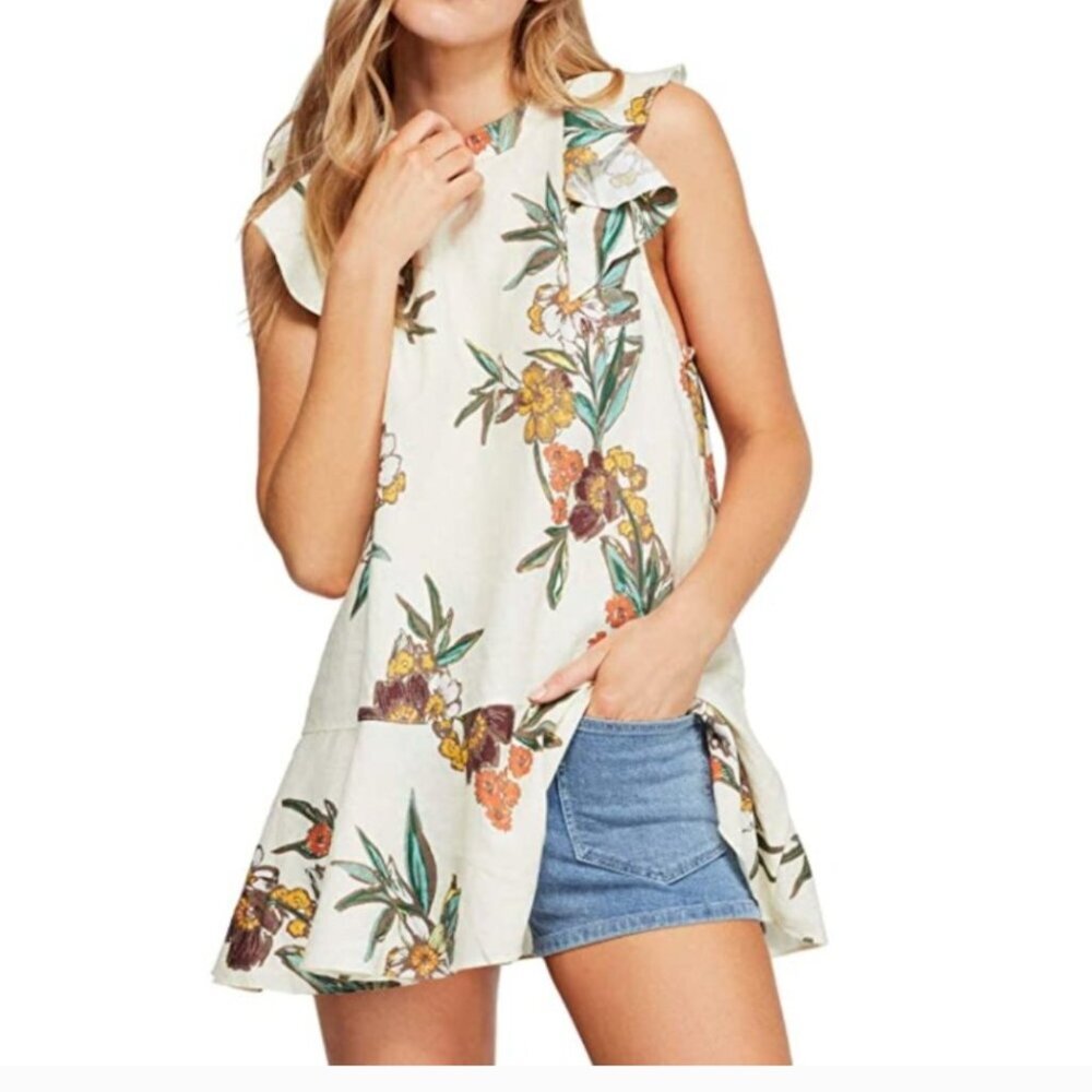 Free People floral peplum tunic top